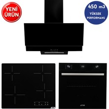 Alveus Afm Serisi Fue-10 Siyah Dijital Dokunmatik Elektr. Vitroseramik 3'lü Ankastre Set Fırın+Ocak+Davlumbaz