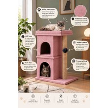 Patim Pets Y3 Çift Yuvalı Geniş Uzun Tırmalamalı Kedi Evi Yuvası Lüks Model