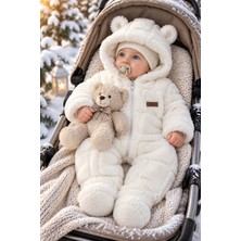 Canini Bebek Welsoft Tulum Kapüşonlu Peluş Kışlık Fermuarlı Bebek Tulum