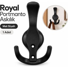 Badem10 Royal Portmanto Mat Siyah 1 Adet Duvar Tipi Metal Askı Elbise Çanta Vestiyer Askılığı