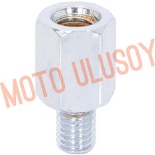Moto Ulusoy Ayna Yükseltici Çevirici Adaptör Aparatı Üst 10MM Düz Diş - Alt 8mm Ters Diş 1 Adet