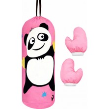 Pileli Store Çocuk Boks Kum Torbası Eldiven Dahil 2-6 Yaş Panda Pembe
