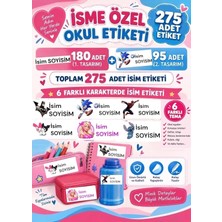 Turuncu Kırtasiye Kişiye Özel Okul Etiketi 275 Adet | Isim Soyisim Etiketi | 6 Farklı Karakter Teması | Defter Kitap Kalem