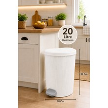 Citim Yuvarlak Pedallı Iç Kovalı Çöp Kovası 20 Litre - Çizgili Stil Desen - Banyo Mutfak