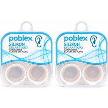 Poblex Silikon Kulak Tıkacı 2 Kutu Set – 4 Adet (2 Çift), Yüzme ve Su Koruması İçin