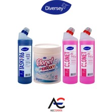 Diversey 4'lü Temizlik Paketi 2 Adet Banyo + 1 Adet Tuvalet + 1 Adet Beyazlar Için Leke Çıkarıcı