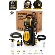Böhrer BA011516 180 Bar Yüksek Basınçlı Oto Yıkama Makinesi Hortum Makaralı Basınçlı Araç Yıkama Makinesi