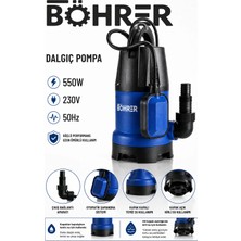 Böhrer BA011507 550W Şamandıralı Dalgıç Su Pompası Temiz ve Kirli Su Drenaj Pompası 230V 50Hz