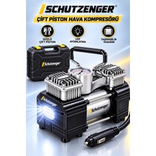 SCHUTZENGER Çift Piston Hava Kompresör LED Işıklı Çantalı 12V 150 Psi Lastik Bot Şişirme Çakmaklık
