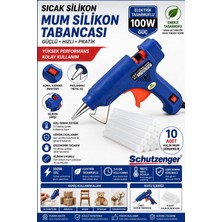 SCHUTZENGER 100W Sıcak Silikon Tabancası 10 Adet Kalın Mum Hediyeli Hızlı Isınma Güvenli Kullanım