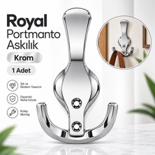 Badem10 Royal Portmanto Askılık Krom 1 Adet Metal Askılık Duvar Tipi Vestiyer Dolap Mont Ceket Çanta Askısı