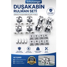 SCHUTZENGER Duşakabin Rulman Seti 8’li Paslanmaz Krom Kaplama Sessiz ve Kolay Montajlı Tekerlek Takımı