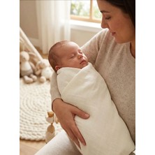 Bambik Imajbebe %100 Pamuklu Çizgili Müslin Bebek Battaniyesi 0-3 Ay Kundak ve Puset Örtüsü