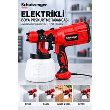 SCHUTZENGER Elektrikli Boya Püskürtme Tabancası 1200 ml Hazneli – Duvar, Ahşap, Panel, Kapı ve Beton Boyama Makinesi Kırmızı
