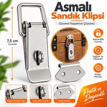 Nzb Metal Sandık Klipsi Asma Kilit Uyumlu 7,5 cm Gergi Mandalı Sandık Kutu Kasa Kapak Kilitleme Aparatı