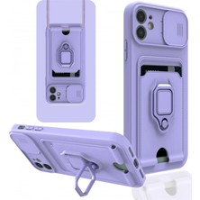 Marmara Avm Apple iPhone 11 Kılıf Zuma Kartvizitli Yüzüklü Silikon - Lila
