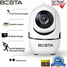 Pileli Store 2mp Kablosuz Güvenlik Kamerası 1080P Hareket Sensörlü 360 Derece KD-1614