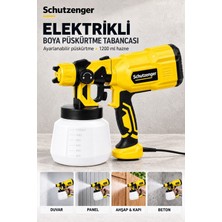 SCHUTZENGER Elektrikli Boya Püskürtme Tabancası 1200 ml Hazneli – Duvar, Ahşap, Panel, Kapı ve Beton Boyama Makinesi Sarı