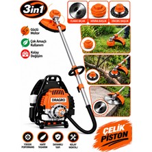 Dragro Alman 20 Hp Sırt Tipi Benzinli Motorlu Ot Çalı Tırpanı Çim Biçme Makinesi Mavi Zincirli