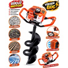 Dragro German Toprak Burgu Makinası 150 mm Delme Ucu H1721 Turuncu 9.9 Motor Gücü Drg-Turuncu-Toprakburgu-9-9hp