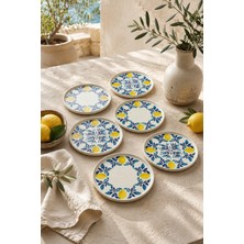 Papart Limon 6'lı Handmade Handmade Stackable Seramik Pasta Tabak Seti - Premium Sunum & Kahvaltı Takımı - 20 cm