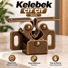 Nzb Kelebek Çıt Çıt Metal Bronz Dolap Kapak Tutucu Mıknatıslı Kapı Kilidi Sağlam Güçlü Tutuş Dayanıklı