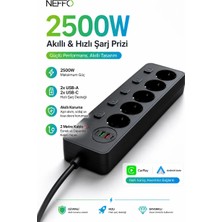 Neffo 5V 3.4A 6 USB Bağlantı Noktası 3'lü Uzatma Akım Korumalı Priz