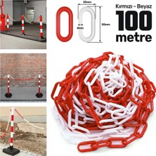 SGS2552 Plastik Güvenlik Bariyer Zinciri (Kırmızı-Beyaz) 8 mm 100 Metre