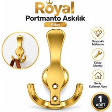 Badem10 Royal Portmanto Askılık 1 Adet Altın Renk Metal Duvar Vestiyer Askısı Dekoratif Modern Askı