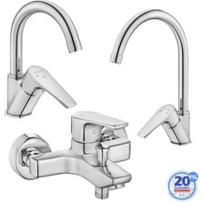 E.C.A Niobe 3'lü Batarya Seti:Banyo-Lavabo[Kuğu Boru]-Eviye Bataryası |102188054-102118098-102102482