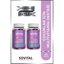 Sovital Kids A, C, D3, B6, B12, Çinko, Kalsiyum Içeren Çocuklar Için Çiğnenebilir,vegan,şekersiz 60 Gummy x 2 Adet