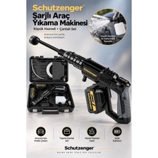 SCHUTZENGER Çift Batarya Kömürsüz Motor Yüksek Tazikli Basınçlı Bahçe Oto Araç Yıkama Makinesi Köpük Hazneli Siyah -126