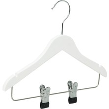 NYN Ahşap KSÇM 3-7 Yaş 30 cm Mandallı Çocuk Askısı Beyaz Renk 4 Adet
