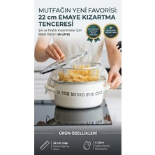 Ogeda Home Emaye Kızartma Tenceresi/ Fritöz 22 cm - Mood Serisi Emaye Kızartma Tenceresi/ Fritöz (Özel Pyrex Kapaklı) 4 Lt