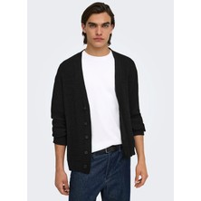Only & Sons Siyah Erkek Hırka 22038910 Onsrome Ls V-Neck Cardıgan