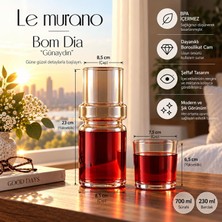 Le Murano Bom Dia Cam Başucu Sürahisi ve Bardak Seti, Borosilikat Cam Su Sürahisi, Şeffaf Bardaklı Başucu Sürahisi, BPA İçermez, SRH-BOM