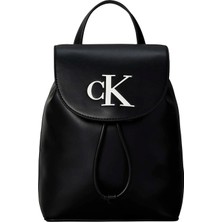 Calvin Klein Siyah Kadın Sırt Çantası Bold Ck Flap Mını Backpack