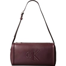 Calvin Klein Bordo Kadın Omuz Çantası Bold Ck Slouchy Shoulder Bag