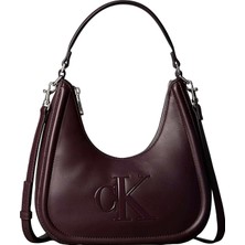 Calvin Klein Bordo Kadın Çapraz Çanta Bold Ck Small Crescent Bag