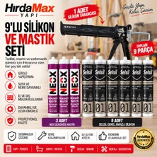 9’lu Silikon Seti 3 Nex Silikonize Mastik + 5 Selsil Silikon + Silikon Tabancası