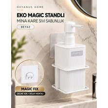 Okyanus Home Beyaz Eko Magic Standlı Mina Kare Sıvı Sabunluk Modern Stil Suya Dayanıklı