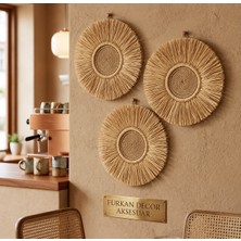 Furkan Decor Aksesuar Rafya Halatlı 3 Lü Set Duvar Süsü