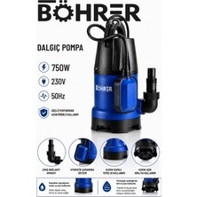 Böhrer BA011509 750W Şamandıralı Dalgıç Su Pompası Temiz ve Kirli Su Drenaj Pompası 230V 50Hz