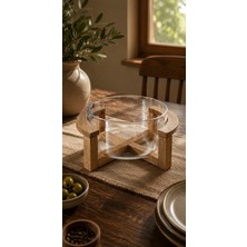Ogeda Home Akasya Stantli Cam Salata Kasesi Sunumluk 20 cm - Standlı Cam Salata Kasesi ve Sunumluk 20 x 10 cm