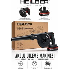 HEILBER BA011511 Akülü Üfleme Makinesi 21V Yaprak ve Toz Üfleme Blower 2 Batarya 1 Şarj Aleti Hız Ayarlı
