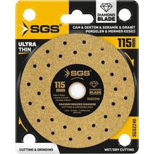 SGS2240 Profesyonel Dekton Porselen, Mermer, Granit, Cam, Seramik Hassas Elmas Kesici Gold 115 mm
