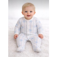 Vovido Aykidsclup Erkek Bebek Mavi Fiyonk Desenli Tulum – Çıtçıtlı Pamuklu Uzun Kollu Patikli TULUM-128947