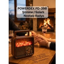 Powerdex PD-398 Şömine&solarlı Nostalji Radyo Güneş Enerjili Kendi Kendine Sarj Edebilme