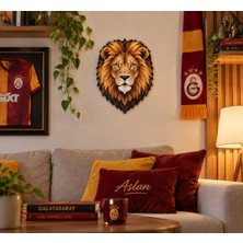 İnci Çikolata Geometrik Aslan Mdf Duvar Dekoru | Uv Baskılı Aslan Figürü