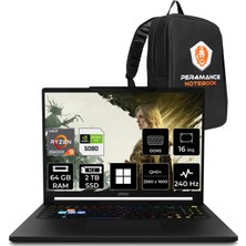 MSI Msı Raıder A16 Hx Amd Ryzen 9 8940HX Rtx 5080 16GB 175W 64GB Ram 2tb SSD 16" Wqxga (2560X1600) 240Hz WIN11 Home B8WI-008TRPN400 Taşınabilir Bilgisayar + Per4 Çanta
